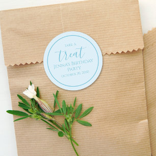 Eenvoudig blauw kalligrafielabel ronde sticker