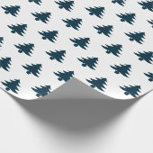 Eenvoudig blauw kerstboomschilderij cadeaupapier (Hoek)