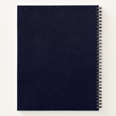Eenvoudig blauw leder Elegant Gold Monogram Notitieboek (Achterkant)