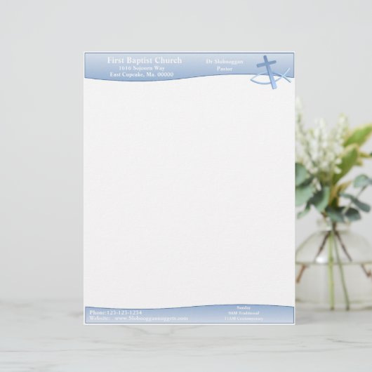 Eenvoudig blauw letterhead briefhoofd sjabloon (Staand voorkant)