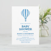 Eenvoudig blauw, luchtballon-Baby shower Kaart (Staand voorkant)