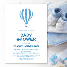 Eenvoudig blauw, luchtballon-Baby shower