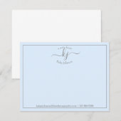 Eenvoudig blauw manuscript van het bureau van Noti Bedankkaart (Voorkant / Achterkant)