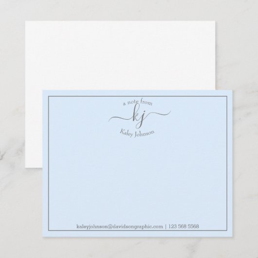 Eenvoudig blauw manuscript van het bureau van Noti Bedankkaart (Voorkant / Achterkant)