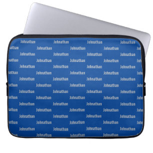 Eenvoudig blauw met grijs naampatroon laptop sleeve