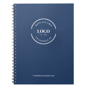 Eenvoudig blauw Minimalistisch Custom Logo Branded Notitieboek