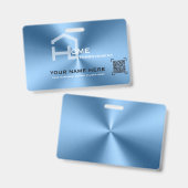 Eenvoudig blauw minimalistisch modern bedrijf badge (Front & Back)