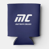 Eenvoudig blauw Modern Cool Monogrammed Vriendje Blikjeskoeler (Voorkant)