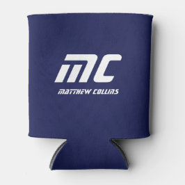 Eenvoudig blauw Modern Cool Monogrammed Vriendje Blikjeskoeler