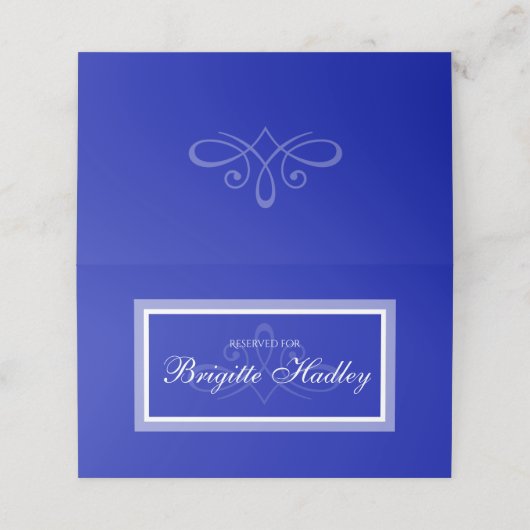 Eenvoudig blauw modern minimalistisch bruiloft pla plaatskaartje (Buitenkant ongevouwen)