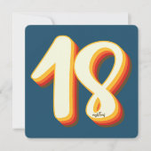 Eenvoudig Blauw Modern Retro Groovy 18e verjaardag Kaart (Voorkant)