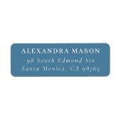 Eenvoudig blauw modern serif retouradres etiket (Voorkant)