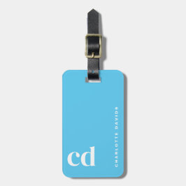 Eenvoudig blauw Monogram Bagagelabel