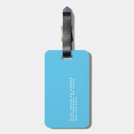 Eenvoudig blauw Monogram Bagagelabel (Achterkant verticaal)