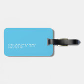 Eenvoudig blauw Monogram Bagagelabel (Achterkant horizontaal)