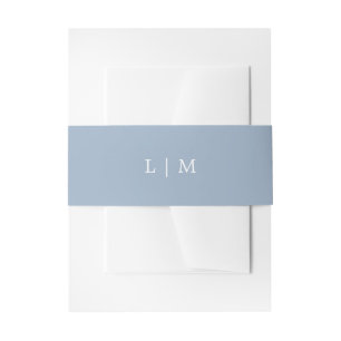 Eenvoudig Blauw Monogram Minimale Elegante Bruilof Uitnodigingen Wikkel