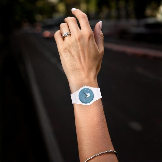 Eenvoudig blauw monogram minimalistisch Initiaal s Horloge (Simple Floral Watch)