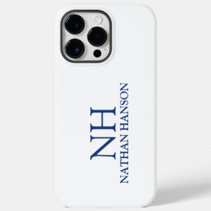Eenvoudig blauw monogram modern Case-Mate iPhone 14 pro max hoesje