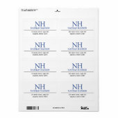 Eenvoudig blauw monogram modern etiket (Full Sheet)