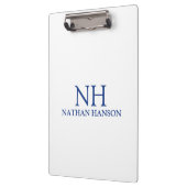 Eenvoudig blauw monogram modern klembord (Links)