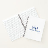 Eenvoudig blauw monogram modern notitieboek (Binnen)