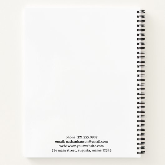 Eenvoudig blauw monogram modern notitieboek (Achterkant)