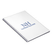 Eenvoudig blauw monogram modern notitieboek (Rechterzijde)