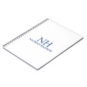 Eenvoudig blauw monogram modern notitieboek (Linkerzijde)