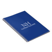 Eenvoudig blauw monogram modern notitieboek (Rechterzijde)