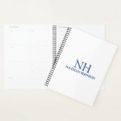 Eenvoudig blauw monogram modern planner (Display)