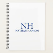Eenvoudig blauw monogram modern planner (Voorkant)