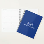 Eenvoudig blauw monogram modern planner<br><div class="desc">Moderne businessplanner met een eenvoudig en minimalistisch blauw ontwerp met uw monogram in een vet lettertype,  samen met jouw naam aan de voorkant. De achterkant heeft je contactgegevens.</div>