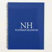 Eenvoudig blauw monogram modern planner (Voorkant)
