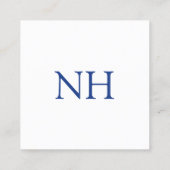 Eenvoudig blauw monogram modern vierkante visitekaartje (Achterkant)