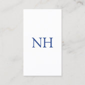 Eenvoudig blauw monogram modern visitekaartje (Achterkant)