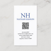 Eenvoudig blauw monogram modern visitekaartje (Voorkant)