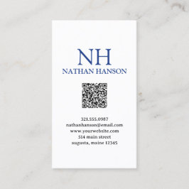 Eenvoudig blauw monogram modern visitekaartje