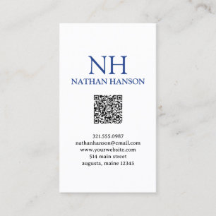 Eenvoudig blauw monogram modern visitekaartje