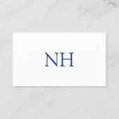 Eenvoudig blauw monogram modern visitekaartje (Achterkant)