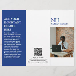Eenvoudig blauw monogram moderne brochure