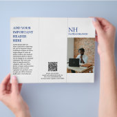Eenvoudig blauw monogram moderne brochure (Hand)