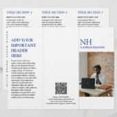 Eenvoudig blauw monogram moderne brochure (Voorkant / Achterkant)