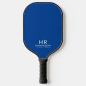 Eenvoudig Blauw Monogram Naam + Initialen Pickleball Paddle (Voorkant)