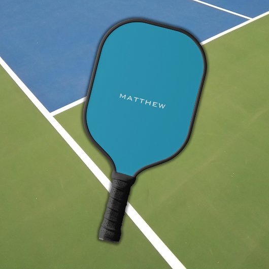 Eenvoudig Blauw Monogram Naam Pickleball Paddle