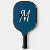 Eenvoudig Blauw Monogram Pickleball Paddle (Achterkant)