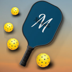 Eenvoudig Blauw Monogram Pickleball Paddle