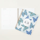 Eenvoudig blauw, mooie Butterflies Cute Monogram Planner (Display)
