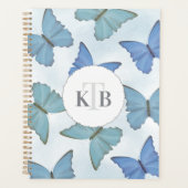 Eenvoudig blauw, mooie Butterflies Cute Monogram Planner (Voorkant)