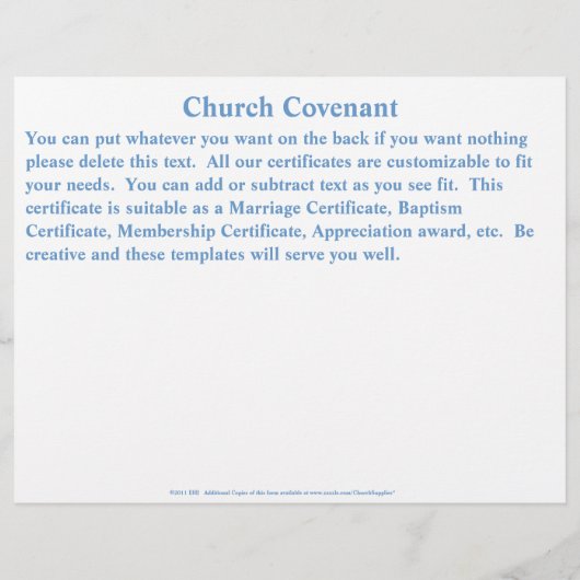 Eenvoudig blauw multicultureel kerkcertificaat flyer (Achterkant)