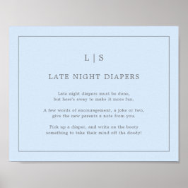 Eenvoudig blauw, nachtelijk Baby shower Poster